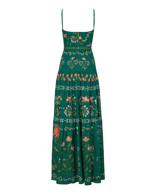 Agua Bendita Green Lima Esmeralda Embroidered Linen Maxi Dress