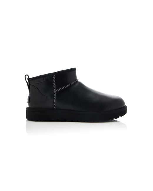 Ugg Black Regenerate Leather Classic Ultra Mini Boots