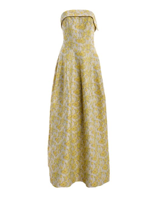 Jonathan Simkhai Yellow Octavia Floral-Jacquard Gown