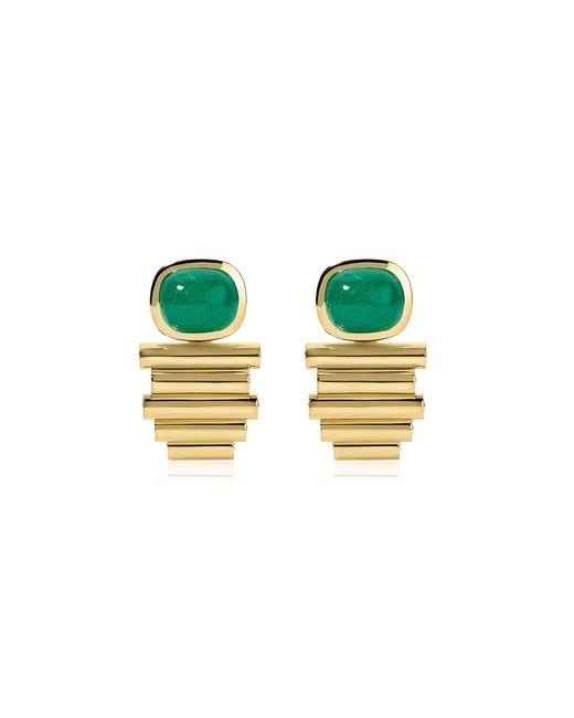 JADE RUZZO Green Lina 18K Emerald; Diamond Earrings