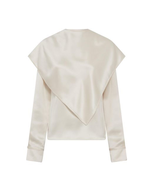 Gabriela Hearst White Jonathan Silk Scarf Top