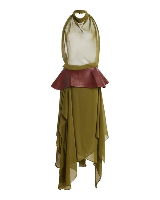 Sloan Green Exclusive The Scarf Belted Chiffon Midi Dress