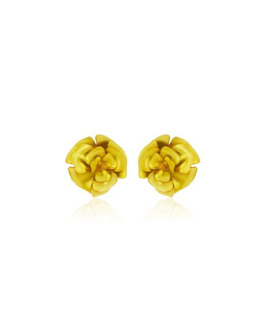Oscar de la Renta Yellow Gardenia Plexy Earrings