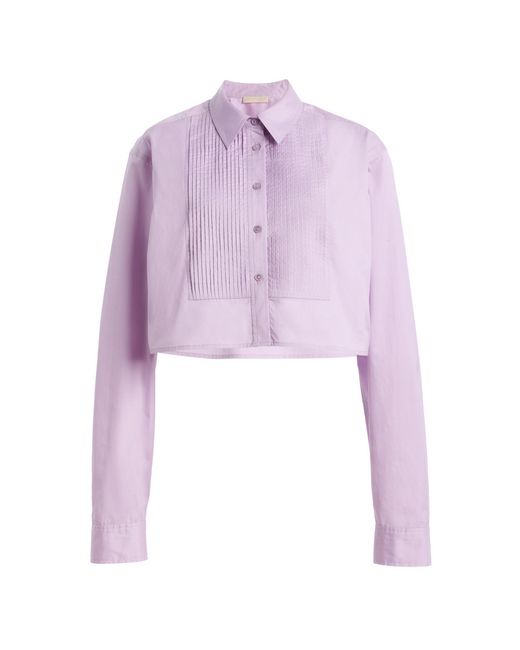Ulla Johnson Purple Gabriella Cotton Cropped Blouse