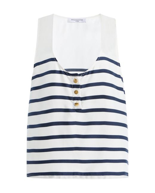 Franchise Gray Poppy Striped Silk Tank Top