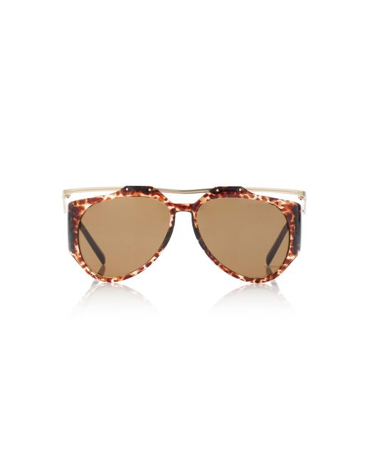 Saint Laurent Brown Amelia Aviator Metal Sunglasses