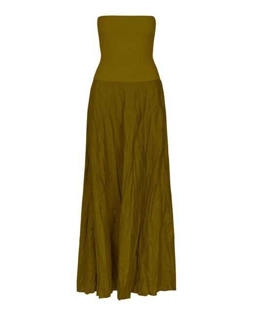 Johanna Ortiz Green Empowerment Movement Convertible Linen-Blend Maxi Dress