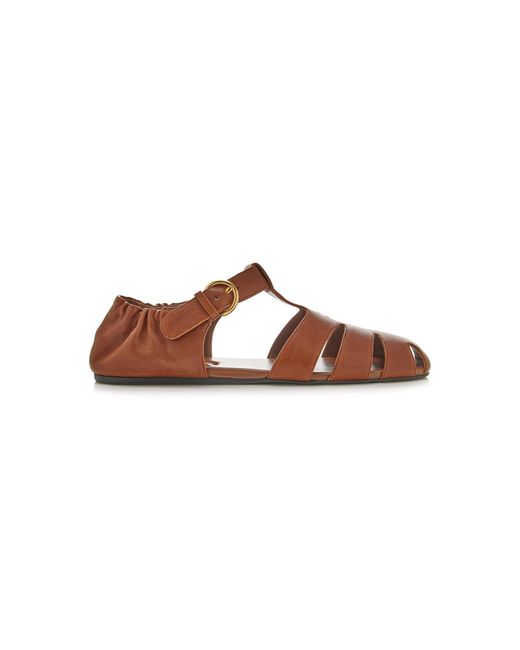 Miu Miu Brown Leather Fisherman Sandals