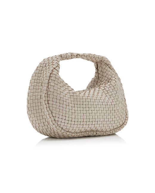 St. Agni White Mini Bon Bon Woven Leather Bag