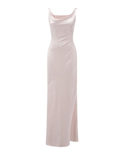Marmar Halim White Draped Silk Crepe Maxi Dress