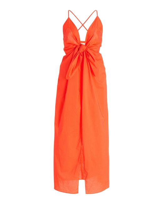 Mara Hoffman Orange Lolita Tie-front Organic Cotton Midi Dress
