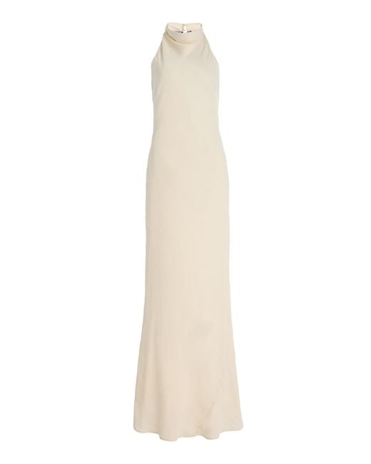 ROTATE BIRGER CHRISTENSEN White Lace-Detailed Satin Maxi Dress
