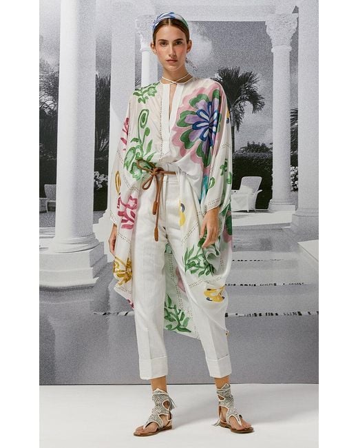 Silvia Tcherassi White Adaya Printed Silk Tunic