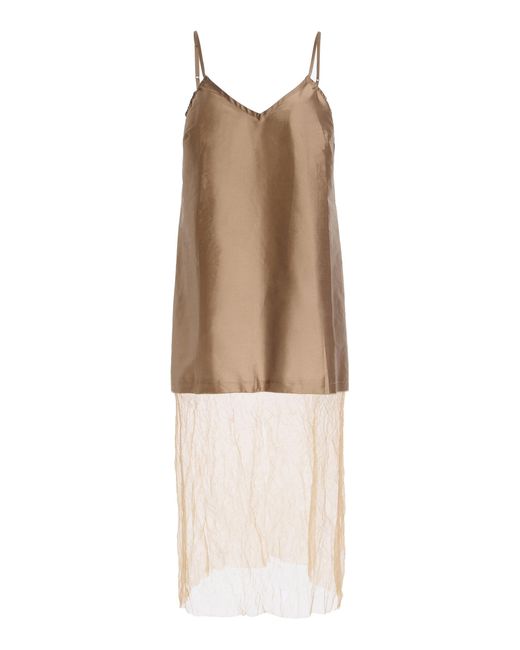 Chan Luu Natural Exclusive La Isla Taffeta And Mesh Slip Dress