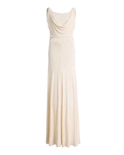 Kallmeyer White Odette Cowl Neck Maxi Dress