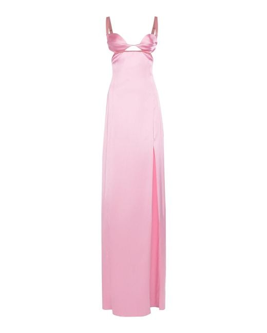 Nensi Dojaka Pink Double-petal Satin Maxi Dress