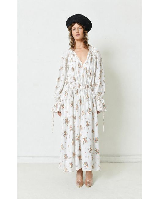 Franchise White Jade Cotton-Silk Maxi Dress