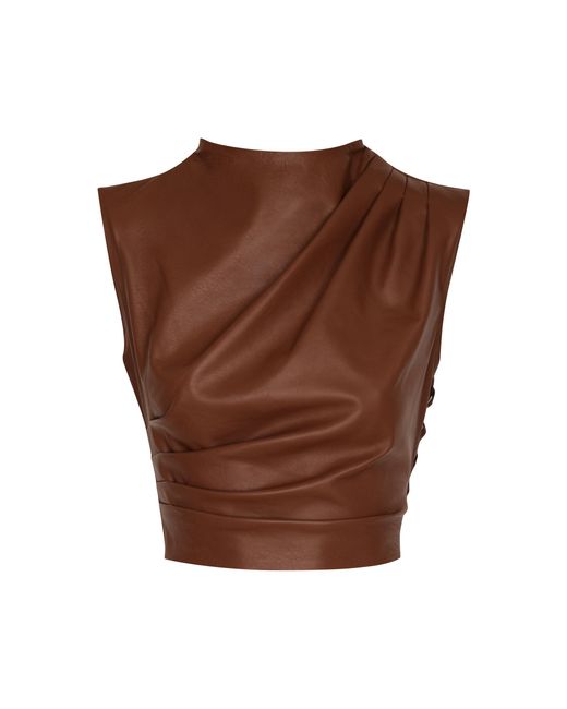 ANDRES OTALORA Brown Recuerdame Gathered Leather Top