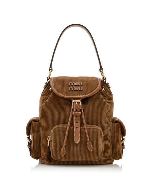 Miu Miu Brown Small Corduroy Backpack