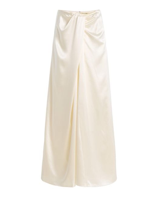 Heirlome White Exclusive Leticia Silk Maxi Skirt