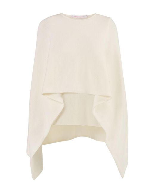 Carolina Herrera Natural Plaited Jersey Wool Cape Sweater