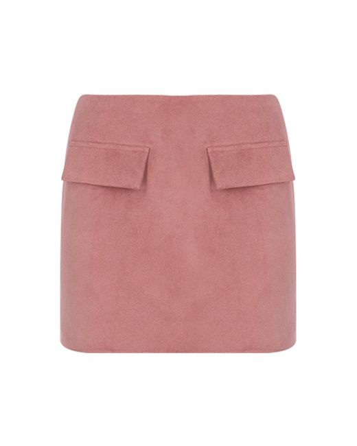 Zeynep Arcay Pink Two-Pocket Mini Suede Skirt
