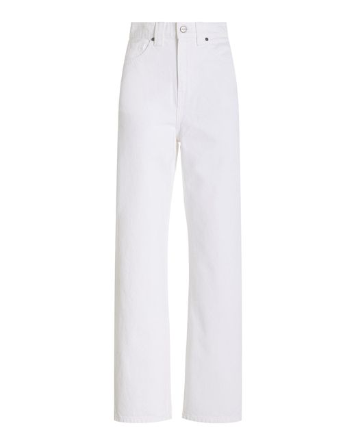 Khaite White Shalbi Rigid High-rise Cropped Tapered Jeans