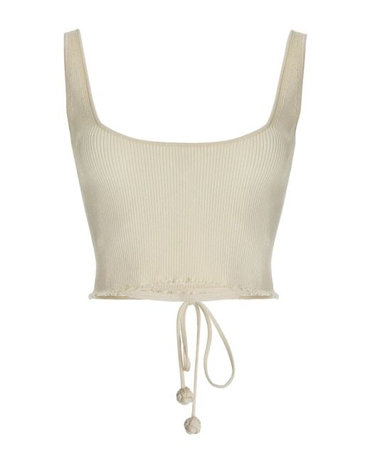 Altuzarra White Maia Tie-detailed Ribbed-knit Crop Top