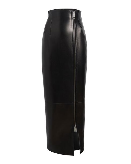 Khaite Black Gres Plongé Leather Maxi Skirt