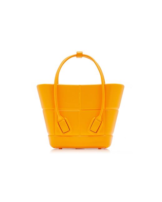 Bottega Veneta Orange Mini Arco Rubber Shopping Bag