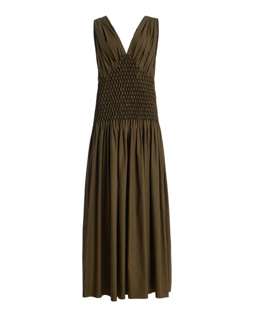Khaite Natural Nola Pleated Cotton Maxi Dress