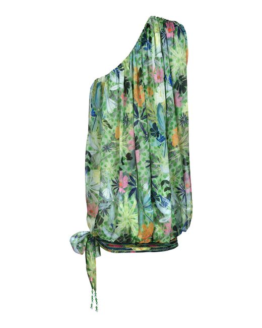 Francesca Miranda Green Oasis Bubble-Hem Silk-Organza Mini Dress