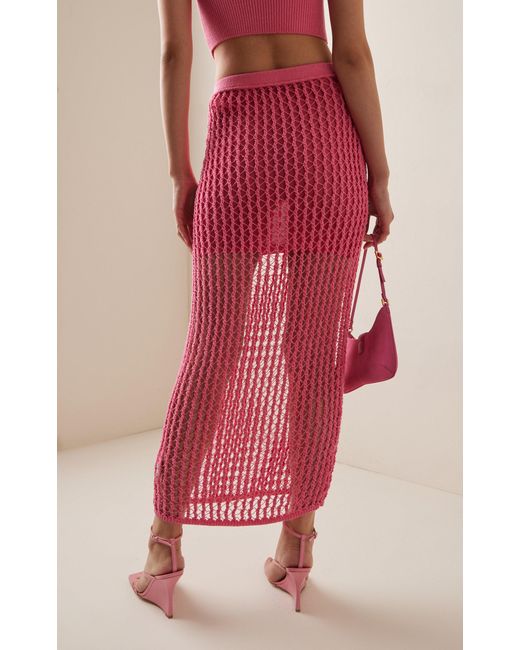 Jonathan Simkhai Pink Exclusive Odie Crocheted Cotton-blend Midi Skirt