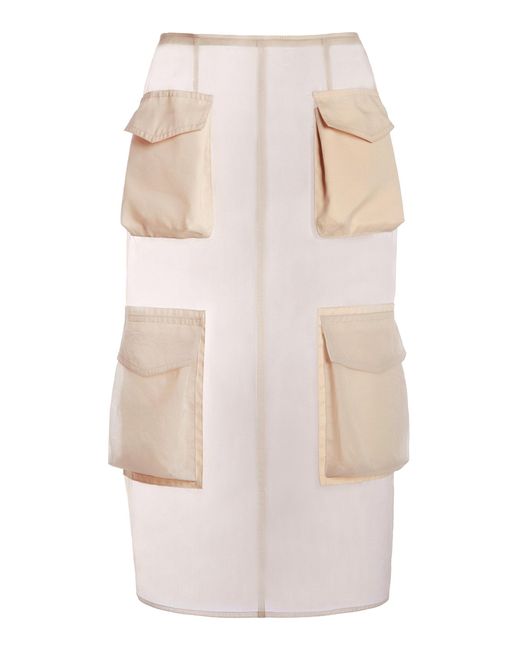 Dries Van Noten Natural Saro Multi-Pocket Midi Skirt
