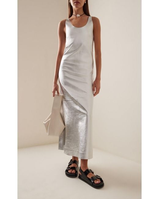 Gabriela Hearst White Ellson Metallic Leather Maxi Dress