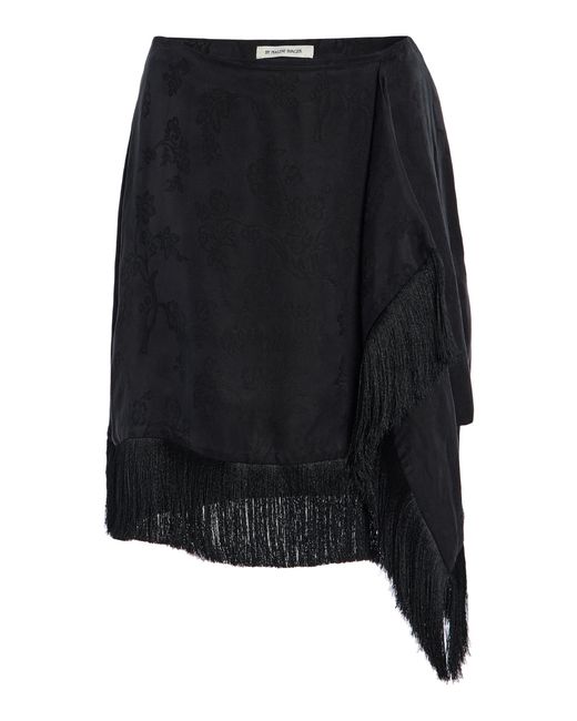By Malene Birger Black Belina Fringed Cupro-Blend Mini Skirt