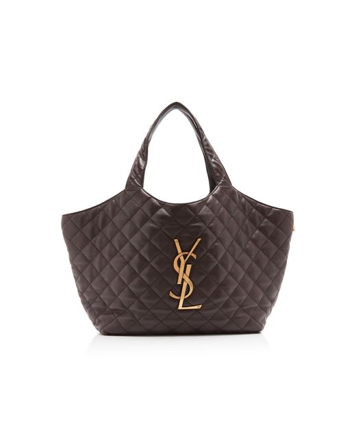 Saint Laurent Brown Icare Medium Leather Tote