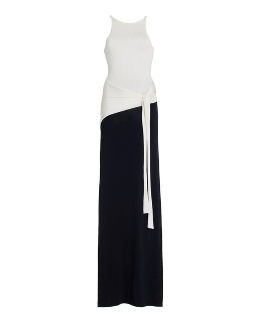 Sir White Emery Two-tone Wrap-effect Jersey Maxi Dress