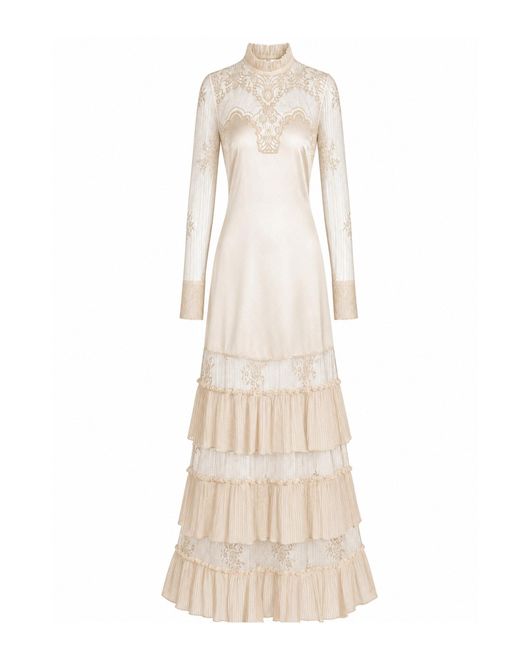 Sleeping with Jacques Natural Emily Silk Lace Maxi Dress