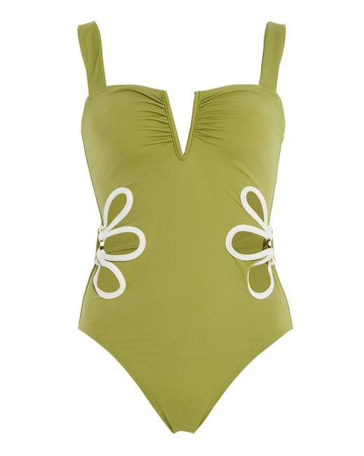 Follow Suit Green Exclusive The Flora Cutout One-Piece Swimsuit