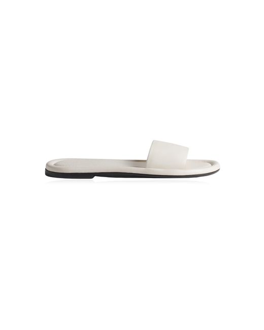 Co. White Leather Slide Sandals