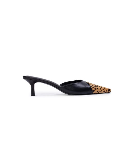 Black Suede Studio Black Rue Cheetah Pony Hair Mules