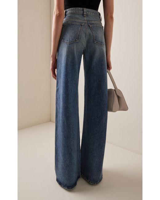Khaite Blue Dane High-Rise Stretch Flared Jeans
