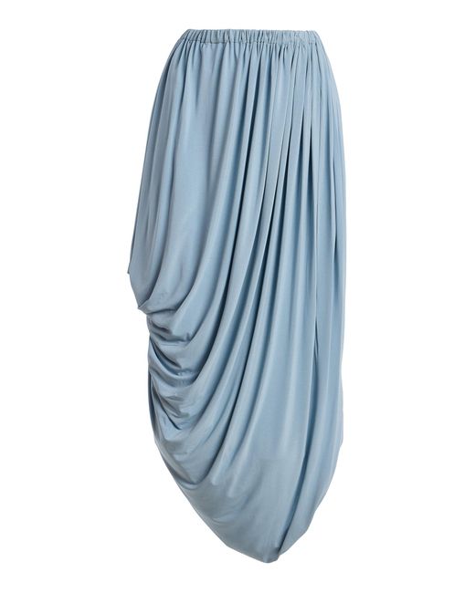 Ashlyn Blue Asymmetrical Cascade Jersey Midi Dress