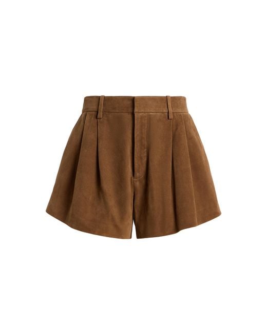 FRAME Brown The Suede Utility Shorts