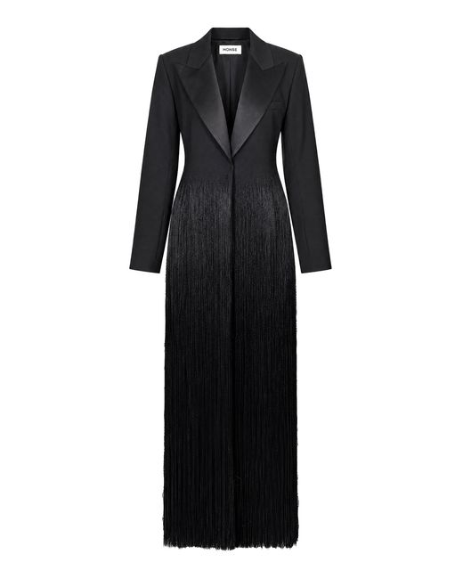 Monse Black Fringed Stretch-Wool Jacket
