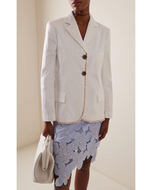 Wales Bonner White Truth Embellished Technical Cotton Blazer