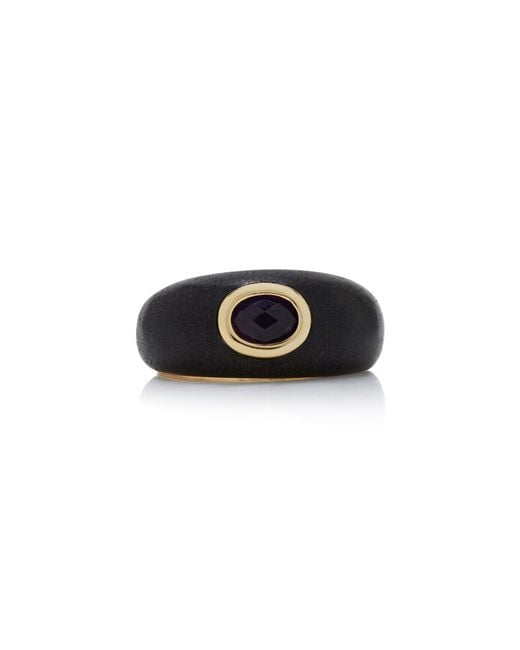 Eddie Borgo Black Callie 12K-Plated Brass Ebony And Amethyst Ring