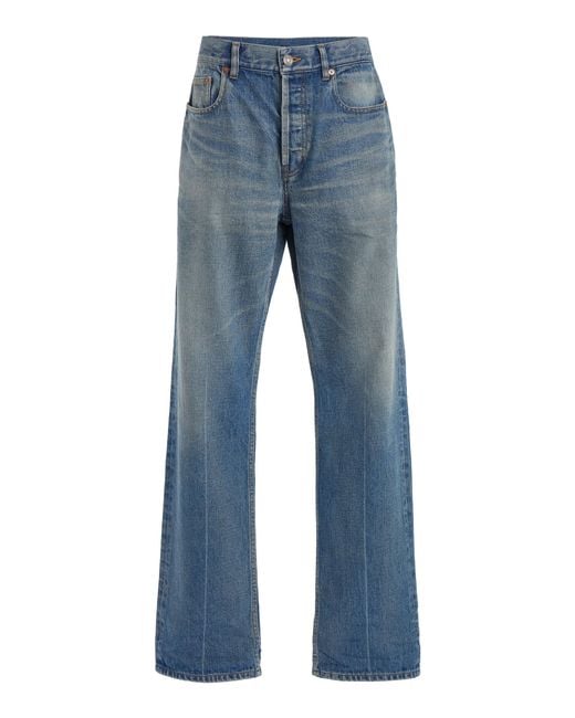 Saint Laurent Blue Authentic Rigid Mid-Rise Straight-Leg Jeans