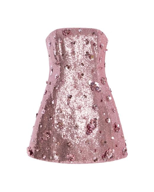 Jonathan Simkhai Pink Arta Sequined Bustier Mini Dress